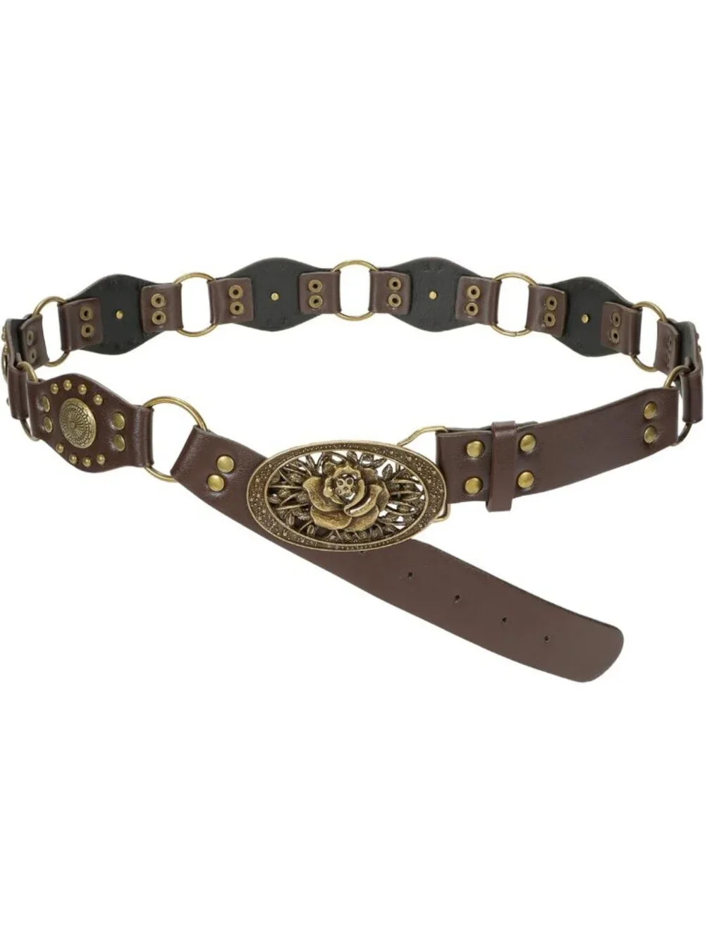Vintage Western Leather Belt for Women | Studded Rivets Cowgirl Style for Jeans